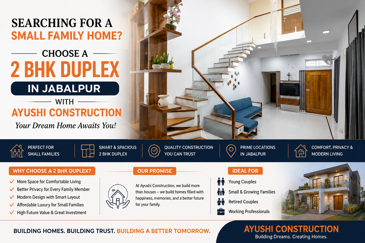 Searching for a Small Family Home? Choose a 2 BHK Duplex in Jabalpur with Ayushi Construction